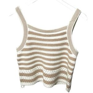 House of Harlow 1960 Beige and White Knit Tank Top